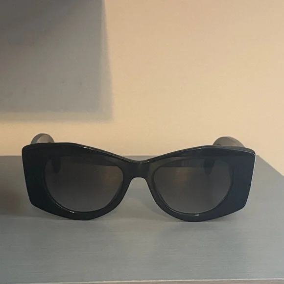 Lanvin Black Sunglasses with Multicolor Chevron Accents - Picture 7 of 9